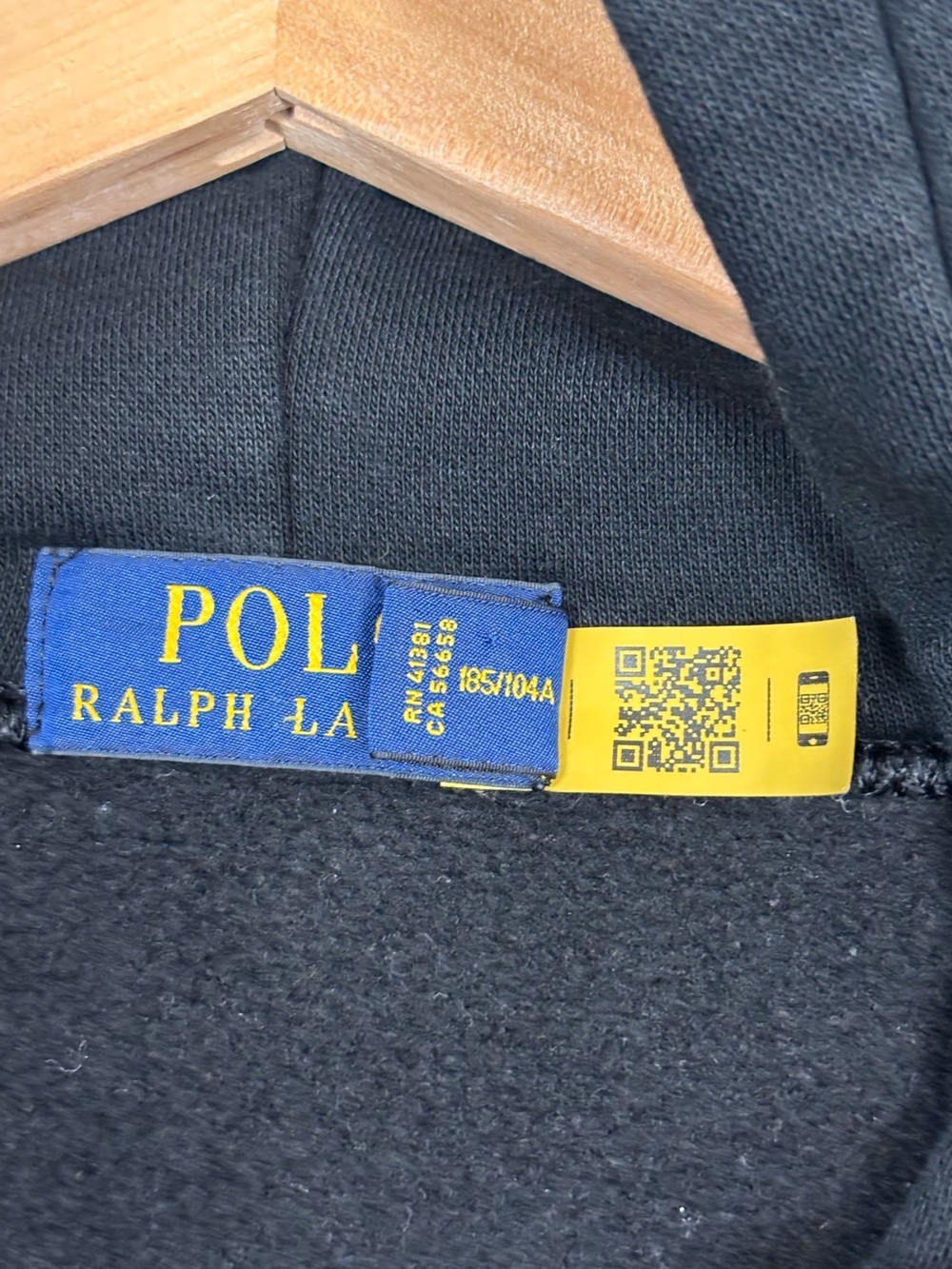 Polo Ralph Lauren USA Flag Patch Hoodie Black POLO Spell Out XL - Picture 5 of 6